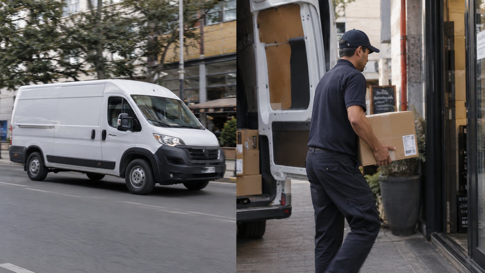 Repartidor de MORNINLOU entregando un pedido en la puerta del cliente